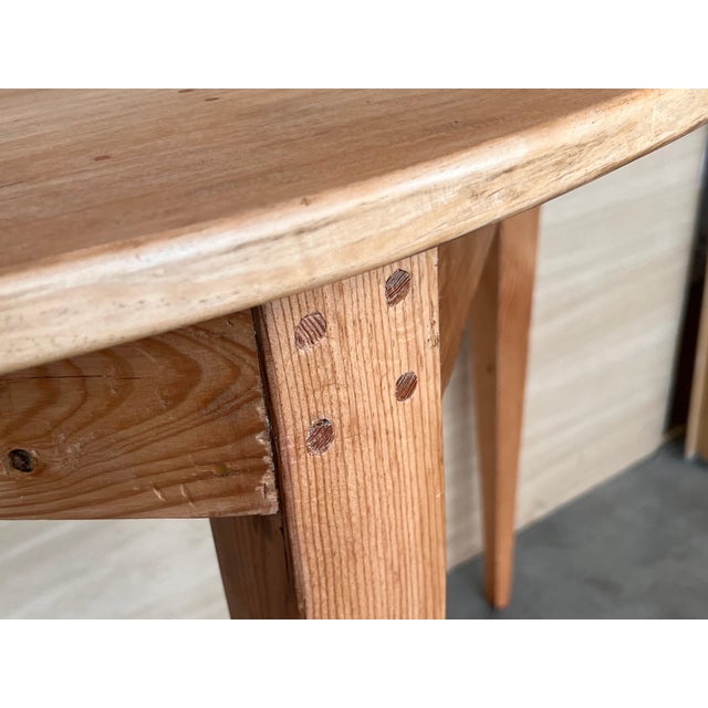 Mid 20th Century Spanish Demilune High Pine Console Table For Sale - Image 14 of 18