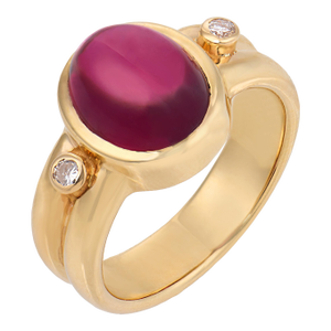 Vintage 3.80 Carat Tourmaline Diamond 14k Yellow Gold Ring, Size 7