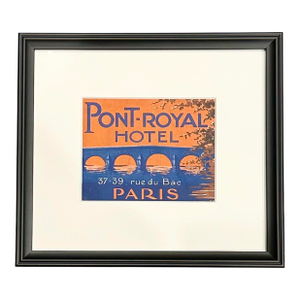 Vintage Pont-Royal Paris Hotel Framed Luggage Label