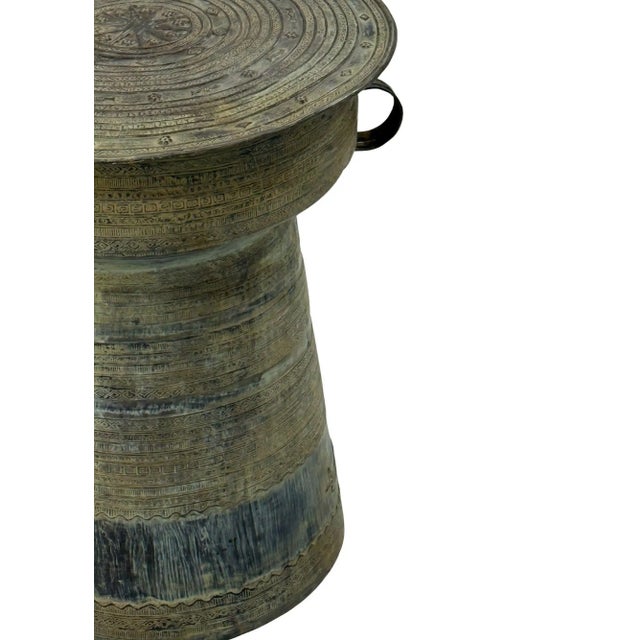 Cast Bronze Rain Drum With Elaborate Detail Patina Finish For Sale - Image 12 of 12