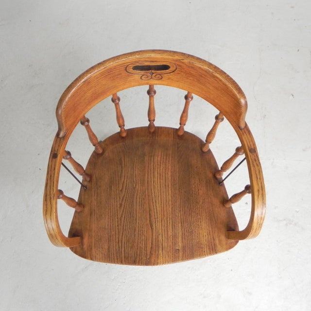 Height-Adjustable Oak Swivel Office Chair, 1930s For Sale - Image 16 of 18