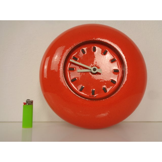 Orange Pop Art Ceramic Wall Clock, 1970s For Sale - Image 4 of 16