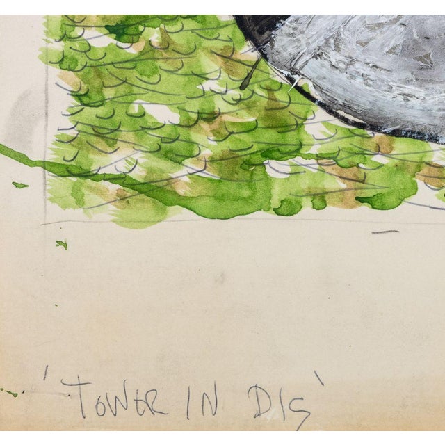 Late 20th Century Domenick Capobianco Tower Studies Mixed Media, 2 For Sale - Image 5 of 14