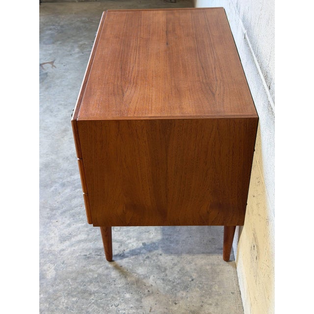 1960s Teak 3 Drawer Dresser Chest on Tapered Legs Danish Mid-Century Modern 1960s For Sale - Image 5 of 12