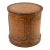 Traditional Style Drum Side Table with Burl Wood Gold Marquetry Inlays Etched Ribbon Design For Sale
