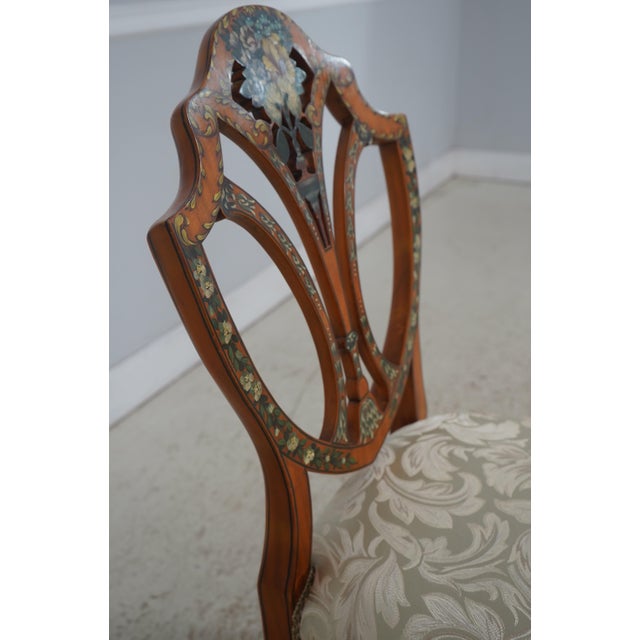 Maitland Smith Adams Style Hand Painted Shield Back Chair For Sale - Image 11 of 18
