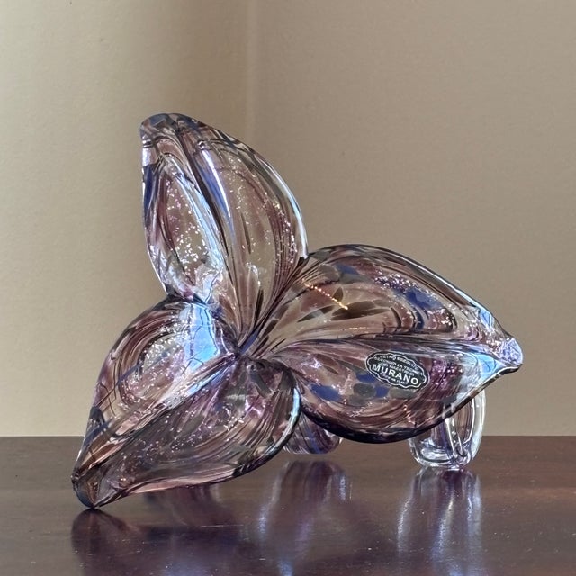 Vintage Murano Hand-Blown Italian Art Glass Flower Sculpture For Sale - Image 17 of 17