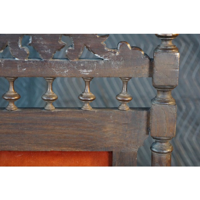 6 Antique Renaissance Revival Carved Walnut High Back Velvet Dining Chairs For Sale - Image 14 of 18