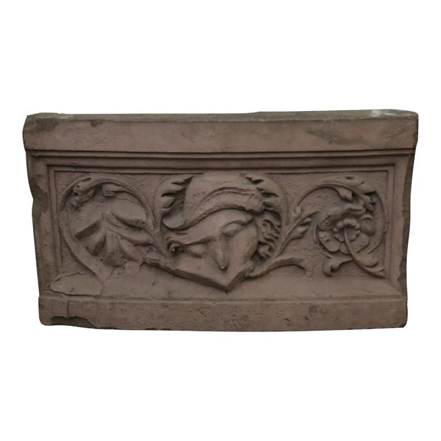 Mid 20th Century Terra Cotta Floral Stone For Sale