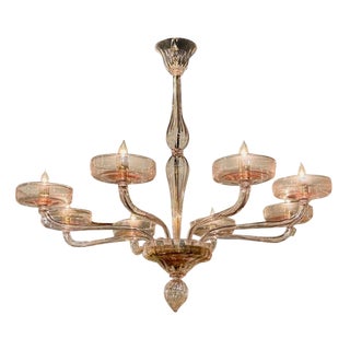 Murano Pink 8-Light Chandelier For Sale