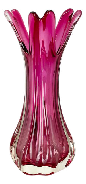 Large Pink Murano Glass Sommerso Vase Italy, 1970s