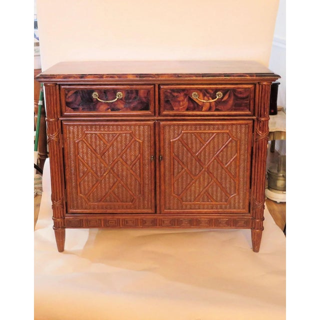 1970s Bamboo Rattan Faux Tortoiseshell Louis XVI Style Bar For Sale In Boise - Image 6 of 6
