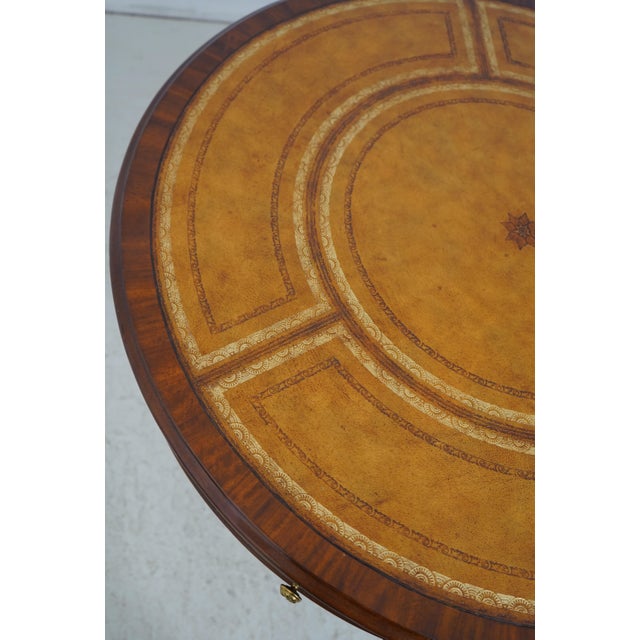 Maitland Smith Round Mahogany Leather Top Drum Table For Sale - Image 14 of 18