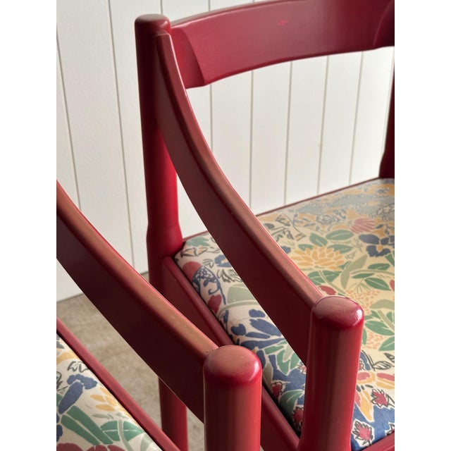 Set of Six Vintage Red Lacquered Dining Armchairs, Attributed to Vico Magistretti For Sale - Image 13 of 18