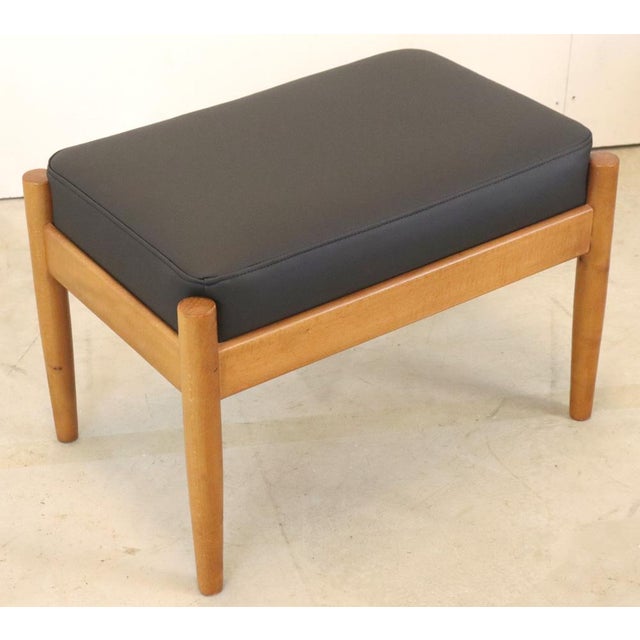 Wood Mid-Century Danish Footstool in Leather and Wood For Sale - Image 7 of 9