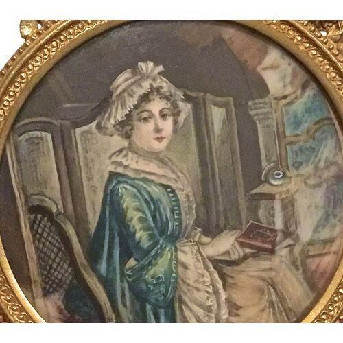 Antique Portrait of Early 19th C. Woman For Sale - Image 4 of 6