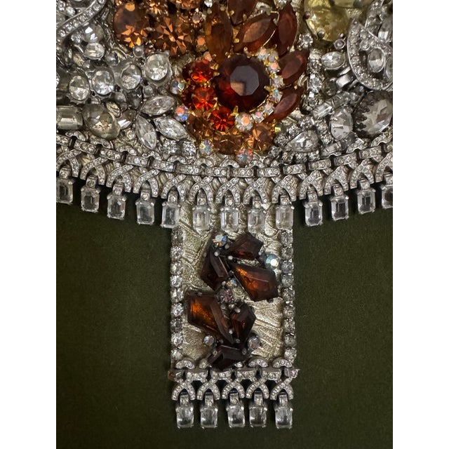 1970s Costume Jewelry Christmas Tree Collage Framed Wall Art For Sale - Image 9 of 12