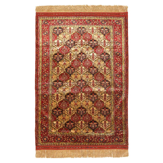 Pasargad DC Double-Sided Hand-Knotted Silk Quchan Rug For Sale - Image 4 of 7