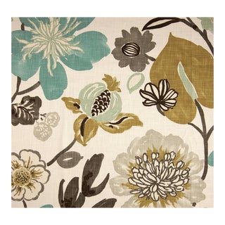 Braemore Textiles "Gorgeous" Pearl Floral Basketweave Cotton Fabric- 5 Yards For Sale