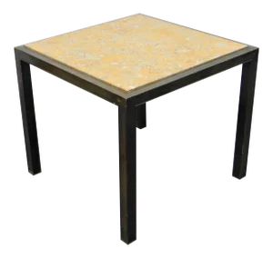Mid Century Parsons Style Marble Top Table