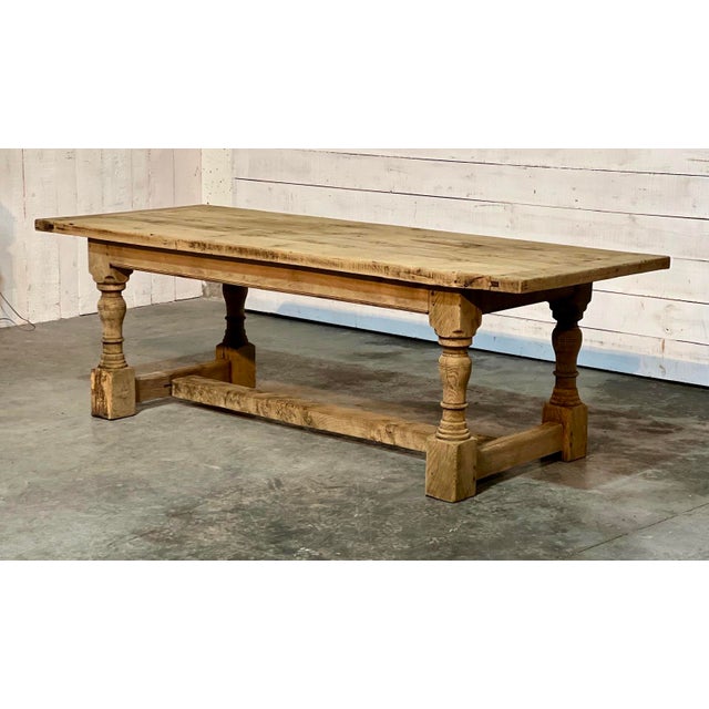 Wood Bleached Oak Farmhouse Dining Table, 1925 For Sale - Image 7 of 18