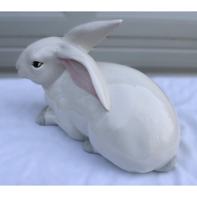 Adorable, sweet-faced bunny rabbit ceramic statue hand made in Italy for Intrada. I love the gray feet and the pink...