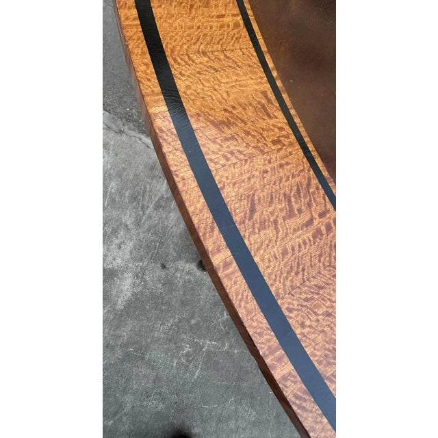 Traditional Late 20th Century - Baker Furniture Stately Homes Sheraton Oval Banded Walnut and Birdseye Maple Dining Table - Extraordinary Piece From Grand Rapids For Sale - Image 3 of 6