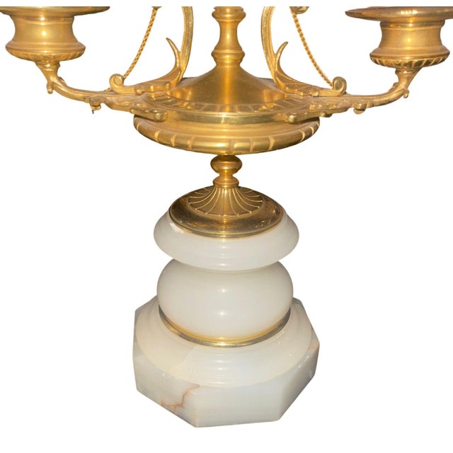 Early 20th Century French Bronze & Onyx Clock Garniture, Allegory of the Arts. For Sale - Image 9 of 10
