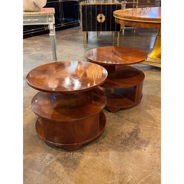 Pair of Italian Art Deco Style Walnut Side Tables For Sale In Dallas - Image 6 of 6