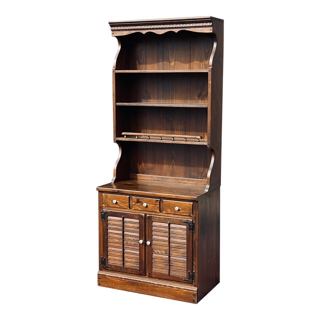 Ethan Allen Old Tavern Antiqued Pine Custom Room Plan Shutter Door With Bookcase Top