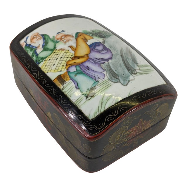 19th Century Porcelain Lacquer Box For Sale