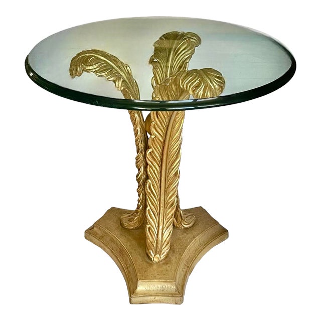 Mid 20th Century Italian Giltwood Side Table With Glass Top For Sale