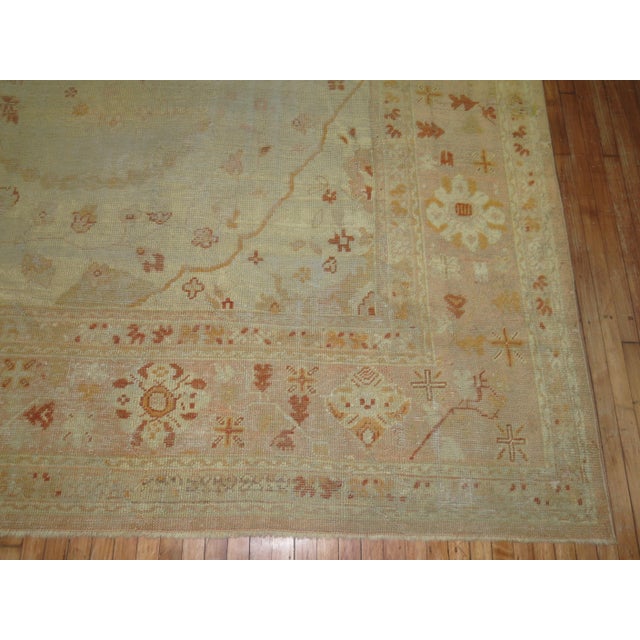 Contemporary Oversize Neutral Large Antique Turkish Oushak Rug - 13' x 16'9" For Sale - Image 3 of 6