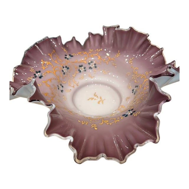 Victorian-Era Hand-Blown Art Glass Bride's Bowl For Sale