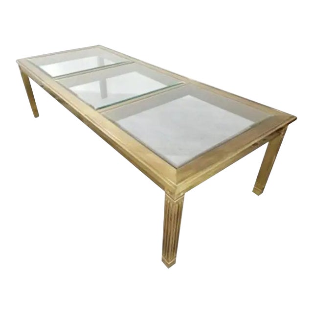 1970s Hollywood Regency Mastercraft Brass Dining Table For Sale