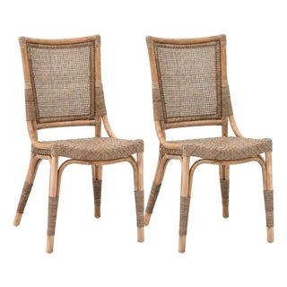 Luna Rattan Frame Armless Dining Chair 2pc by Essentials for Living For Sale