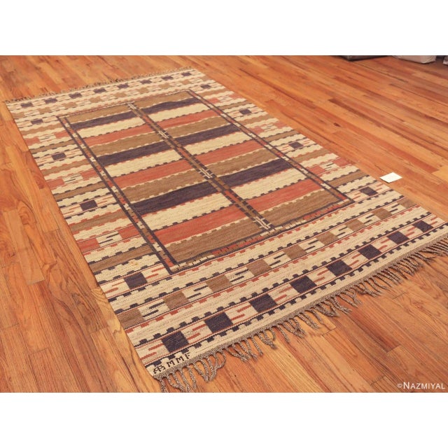 A Magnificent Vintage Mid Century Modern Flat Woven “Sommarmattan” / “The Summer Carpet” by The Iconic Marta Maas-...