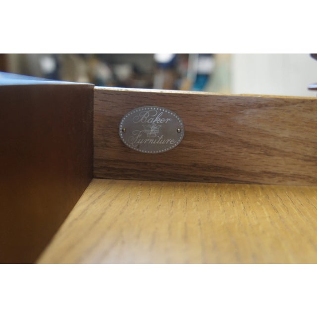 Baker Furniture Company Late 20th Century Vintage Baker Chinese Chippendale Mahogany Carved Square End Table with Glass Top For Sale - Image 4 of 13