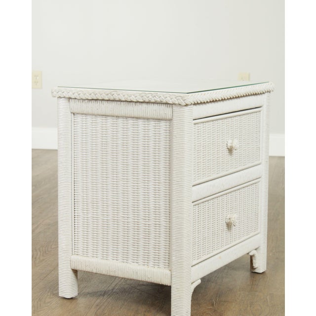 Henry Link Vintage White Wicker 2 Drawer Nightstand Chairish