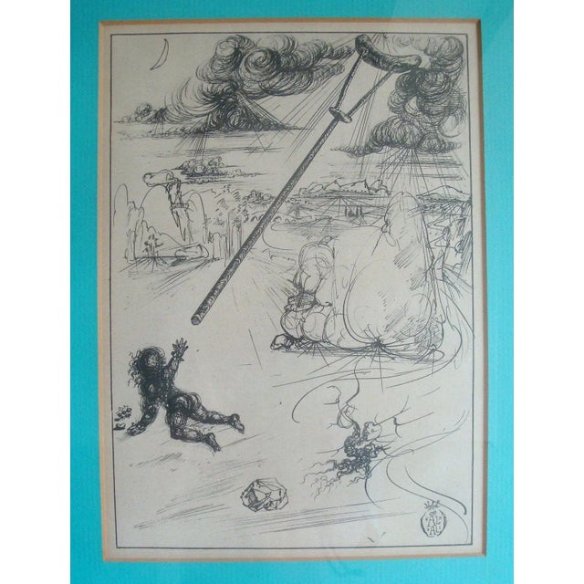 Vintage Collector's Edition art print by surrealist artist Salvador Dali entitled "The Crutches of Uncle Celestin"....