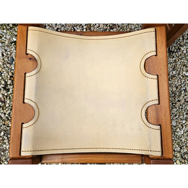 Set of Chairs in Elm and Cream Leather from Maison Regain For Sale - Image 3 of 16