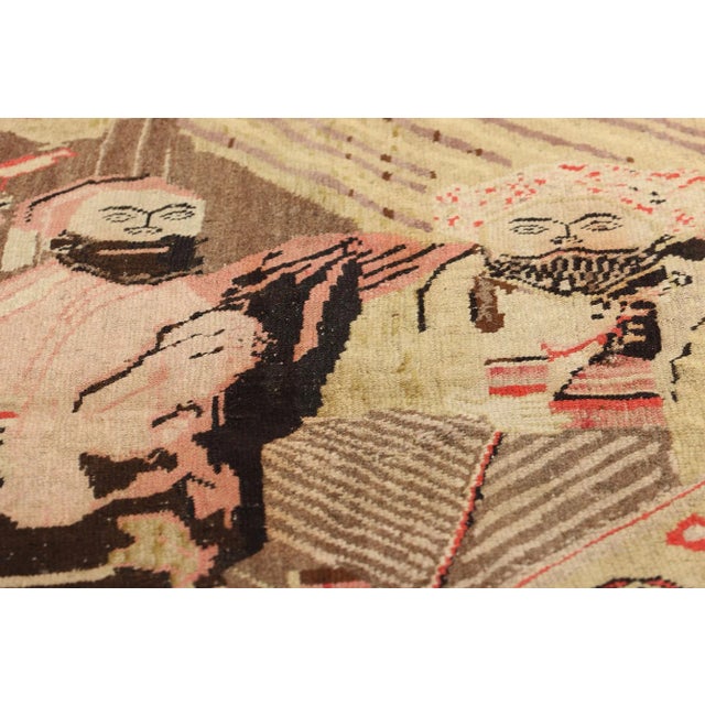 Early 20th Century Antique Persian Karabakh Pictorial Rug - 04'09 X 06'04 For Sale - Image 5 of 9