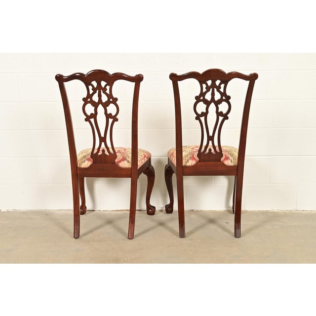 Ethan Allen Chippendale Carved Mahogany Dining Chairs, Set of Six For Sale - Image 10 of 12