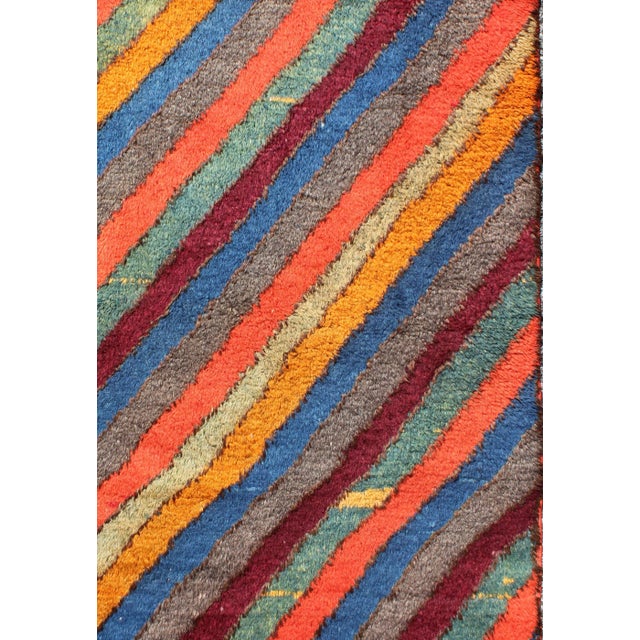 Colorful Vintage small Tulu rug. Vintage Turkish Tulu Rug with Horizontal Stripes, Keivan Woven Arts/ rug#EN-140719 ,...