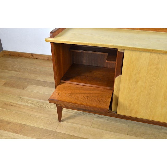 Wood Vintage Compass Leg Sideboard Eros Edition by Gustave Gautier, 1950 For Sale - Image 7 of 13