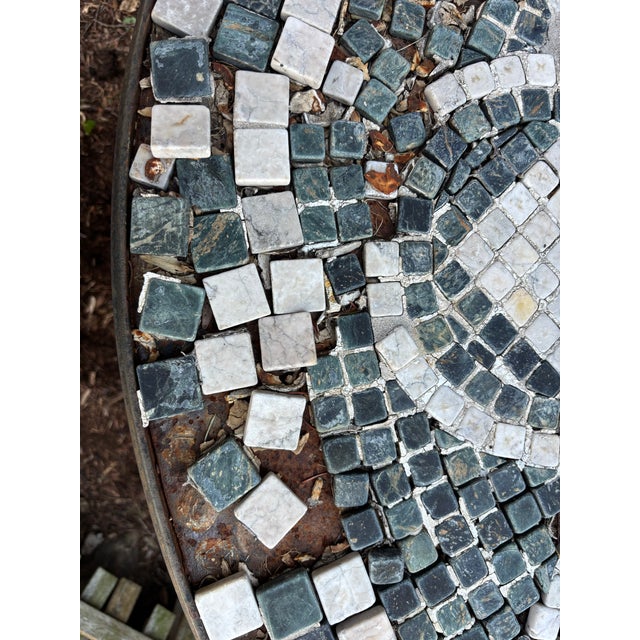 Patio Set Tile Top Table and 4 Chairs Wrought Iron For Sale - Image 4 of 13