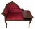 Vintage Mid-Century Louis XV Style Telephone Gossip Bench in Red Upholstery For Sale