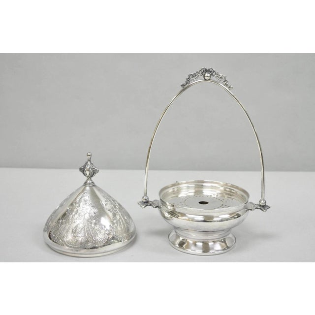 Silver Antique English Art Nouveau Silver Plated Covered Butter Serving Dish W / Birds For Sale - Image 8 of 15