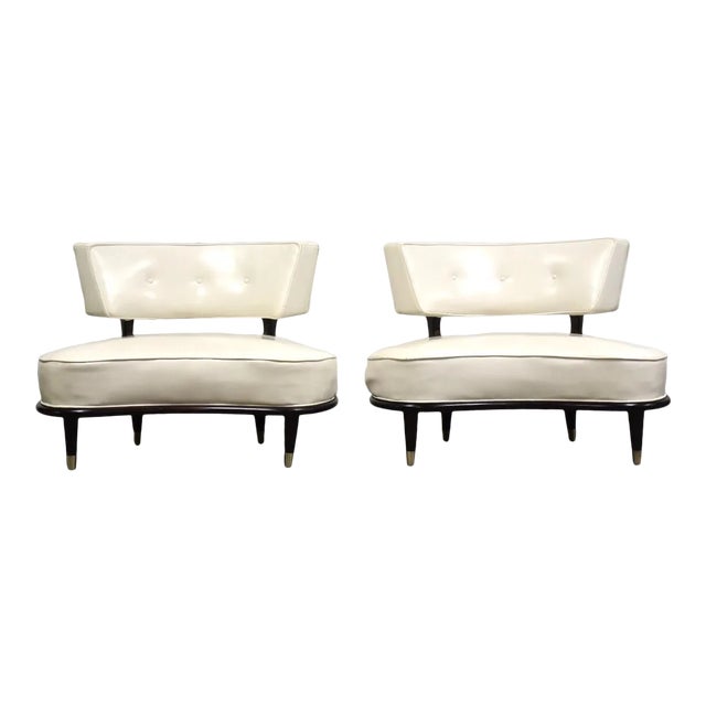 Italian Style White Oversized Lounge Chairs- a Pair For Sale