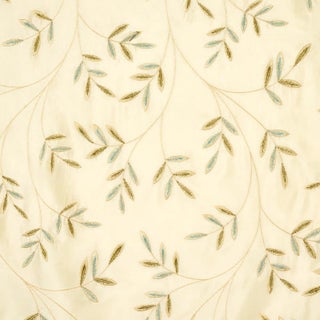 Schumacher Vigne Embroidery Fabric in Aqua For Sale